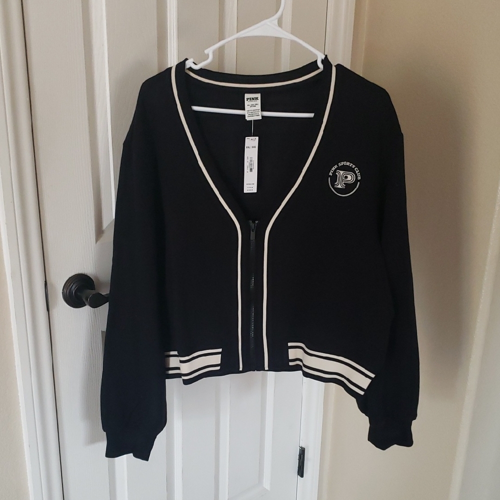 PINK Victoria's Secret Black and White Zip-Up Cardigan Style